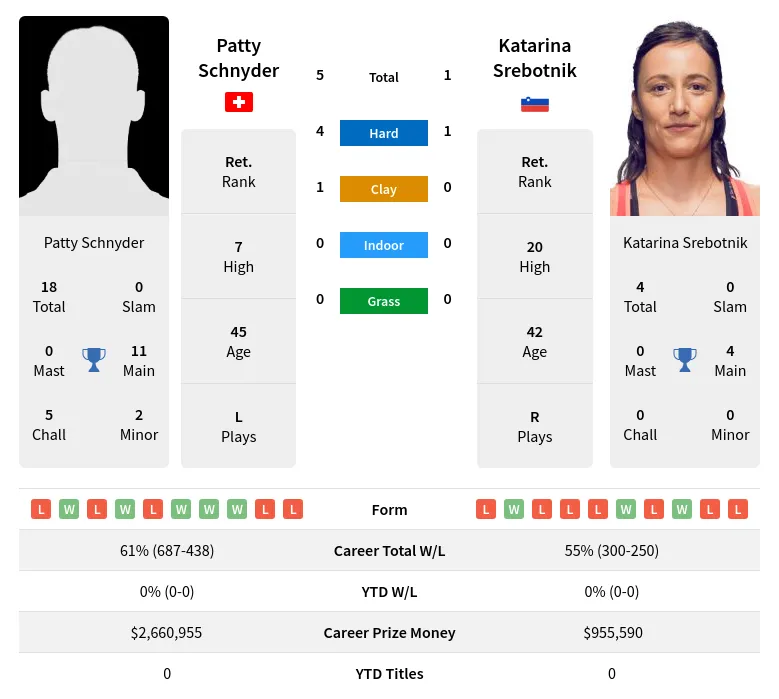 Srebotnik Schnyder H2h Summary Stats 28th June 2024