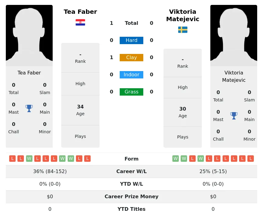Faber Matejevic H2h Summary Stats 28th June 2024