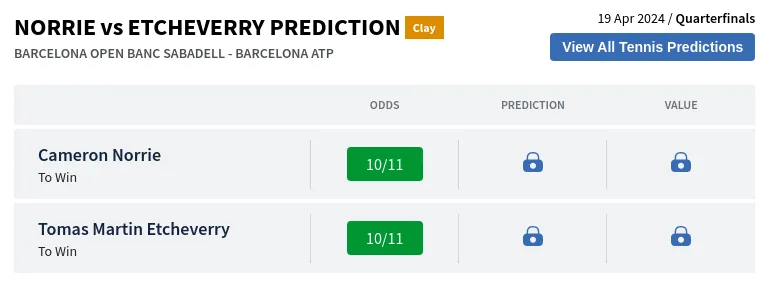 Norrie Vs Etcheverry Prediction H2H & All Barcelona Open Banc Sabadell  Day 5 Predictions
