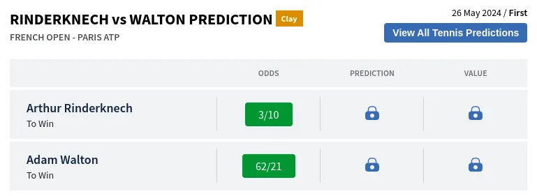Rinderknech Vs Walton Prediction H2H & All French Open  Day 0 Predictions